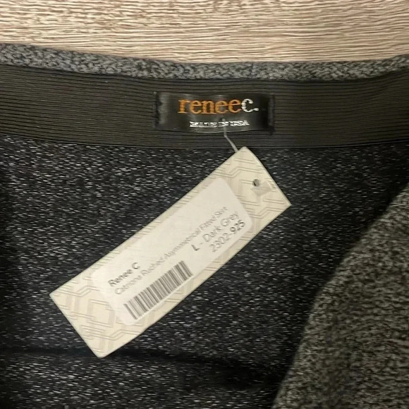 Renee C catriona ruche asymmetrical fitted dark gray skirt Size Large - Picture 3 of 5